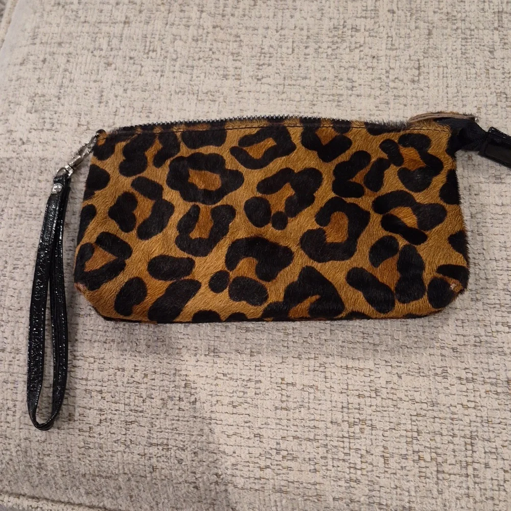 Leopard Wrislet Ponyhair Bag Clutch